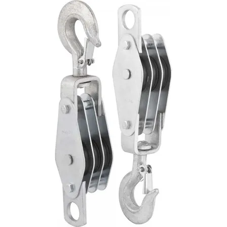 Kit 2 Moitão 45mm Com 3 Roldanas Aço Estampado 650kg Vonder