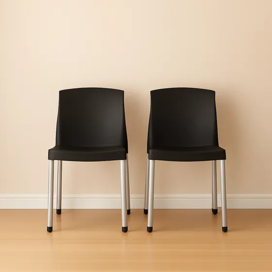 Silla Plastica Reforzada Apilable Galana Malba Pack 2 Color Negro
