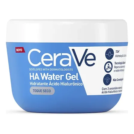 Hidratante Facial Toque Seco, 3 Ceramidas e AH, HA Water Gel CeraVe, 85g