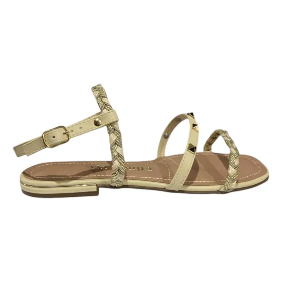 Sandália Rasteira Via Scarpa Tira Trança Sparkle