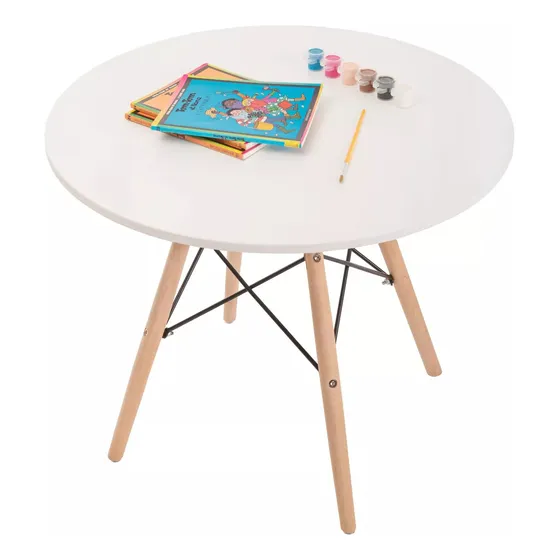 Mesa Para Niños Eames Kids Infantil De Madera Color Blanco