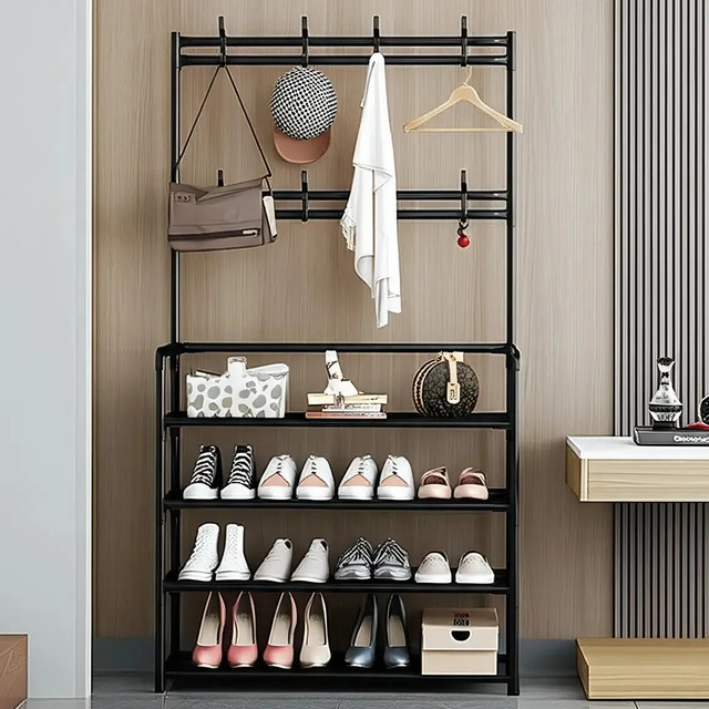 🤓Vittak Sapateira Organizador Vertical Cabideiro Roupa Prateleiras Sapatos Bolsa Multiuso Cor Preto 🤓Vittak Sapateira Organizador Vertical Cabideiro Roupa Prateleiras Sapatos Bolsa Multiuso Cor Preto