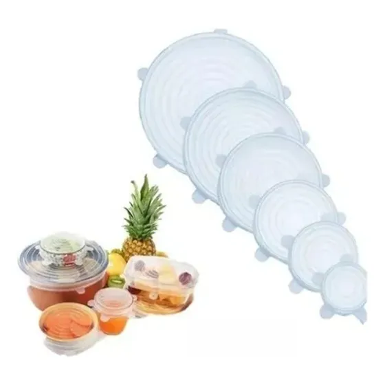 Set 6 Tapas De Silicona Adaptable Para Alimentos