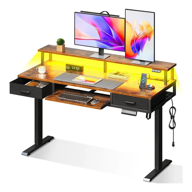 Escritorio Altura Ajustable Electrico 120cm Con Enchufes