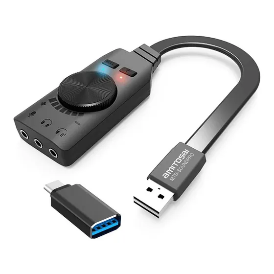 Adaptador audio usb Jack 3.5 auxiliar auricular microfono G1 Amitosai