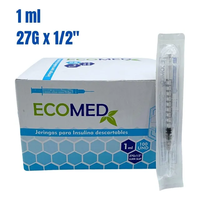 Jeringa Para Insulina 27gx1/2. Caja Por 100 Und.