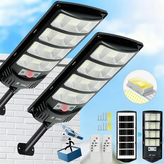 Lámparas Luz Solar Exterior 2pack Jardín Luminaria Led Solar Ip67 Con Sensor De Movimiento 7m, 6500k Luz Blanca Ideal Para Jardín, Patio, Garaje