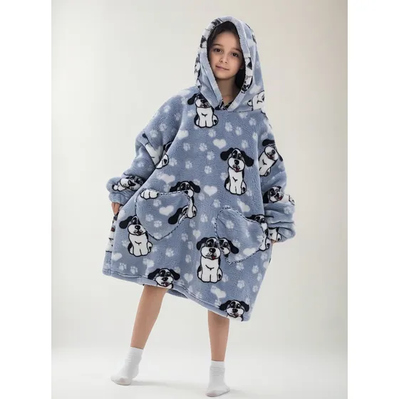 Poleron Polar Con Capucha Niños Poleron Sherpa Bata Frazada Invierno