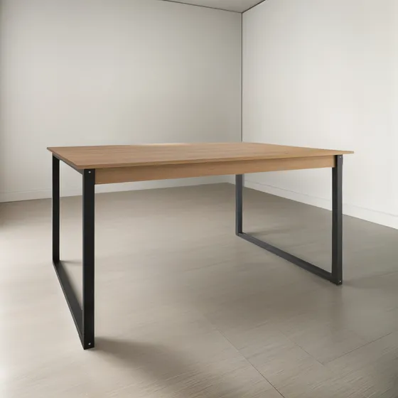 Mesa Sala De Estar E Jantar Retangular Tampo Madeira