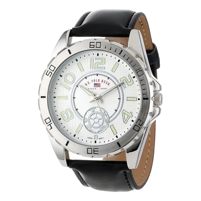 U.s. Polo Assn. Reloj Analógico, Esfera Blanca/correa Negra