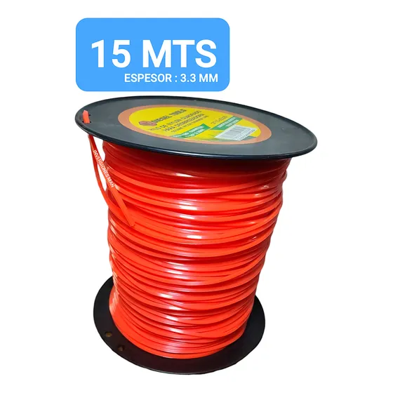 Nylon Cuadrado Para Desmalezadora 15 Mts 3.3 Mm El Bueno