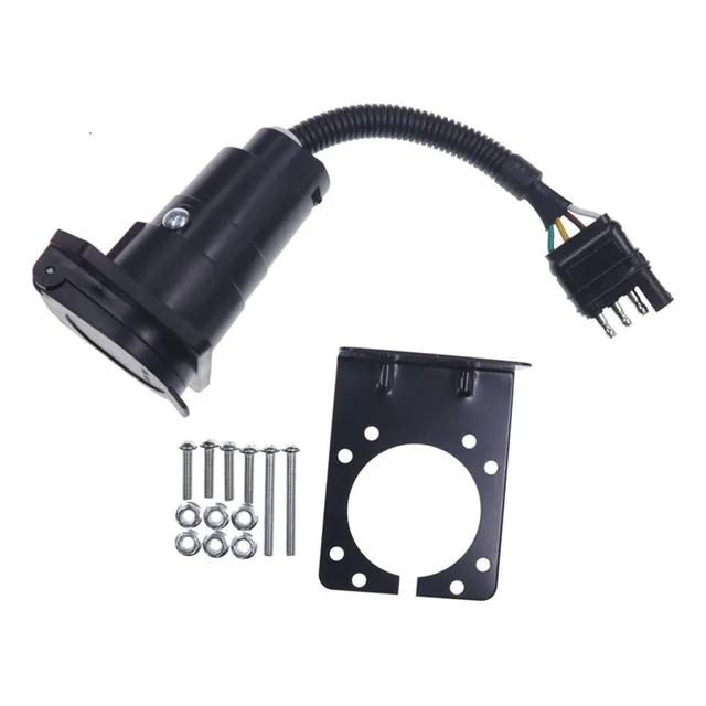 Adaptador De Luz De Remolque, 4 Vías, Plano A 7 Pines Redond