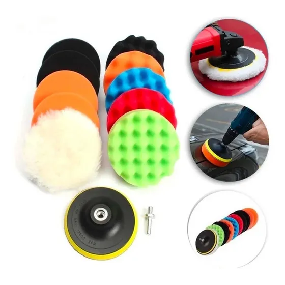Set 10 Accesorios Discos Esponjas Pulir Pulidoras Auto