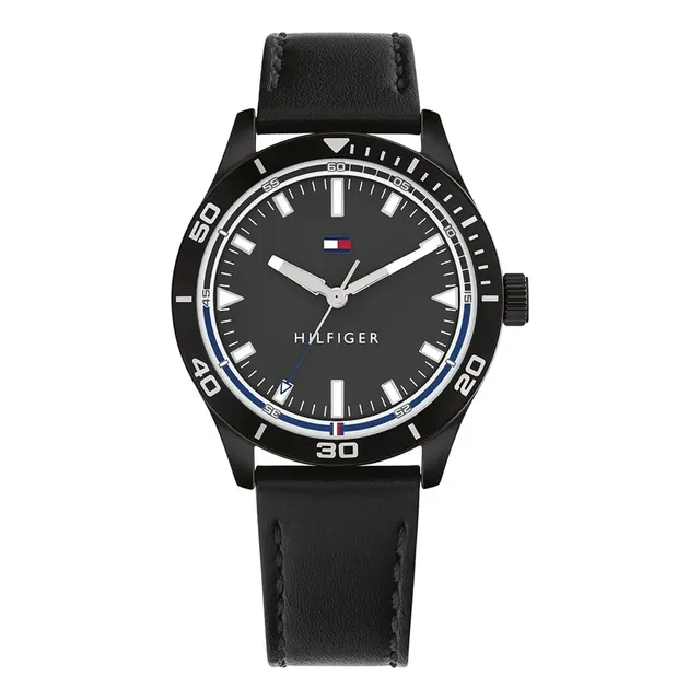 Relógio Tommy Hilfiger Toc Masculino Em Couro Preto 1791819
