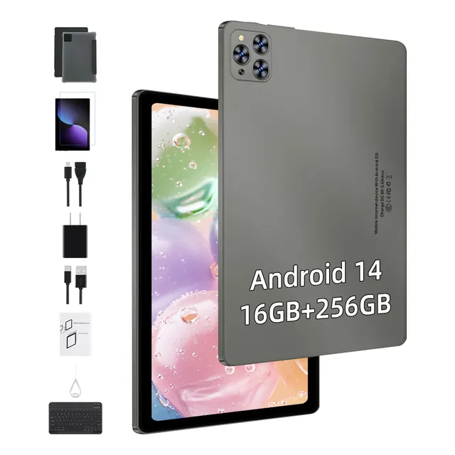 Android 14 Tablet 16gb+256gb 5g Economicas Tablets Con Tecla Gris Claro