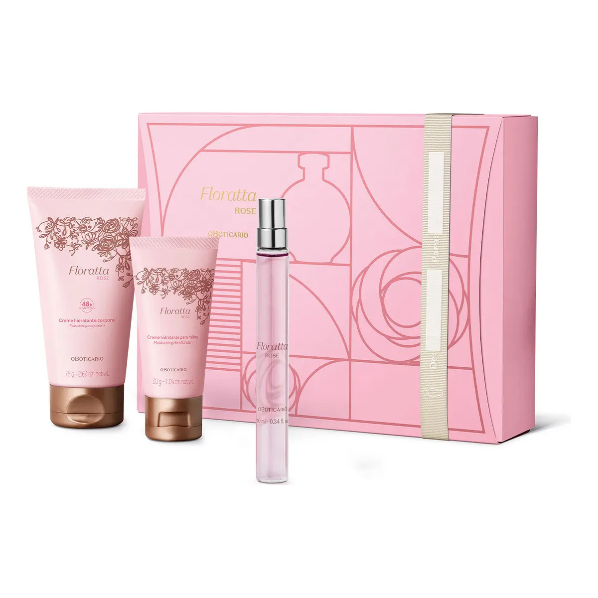 Kit Floratta Rose com 3 itens de skincare