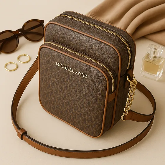 Bolsa Transversal Jet Set Travel Chain Brown Michael Kors