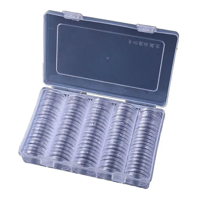 100 Cápsulas De Plástico Para Monedas, Caja