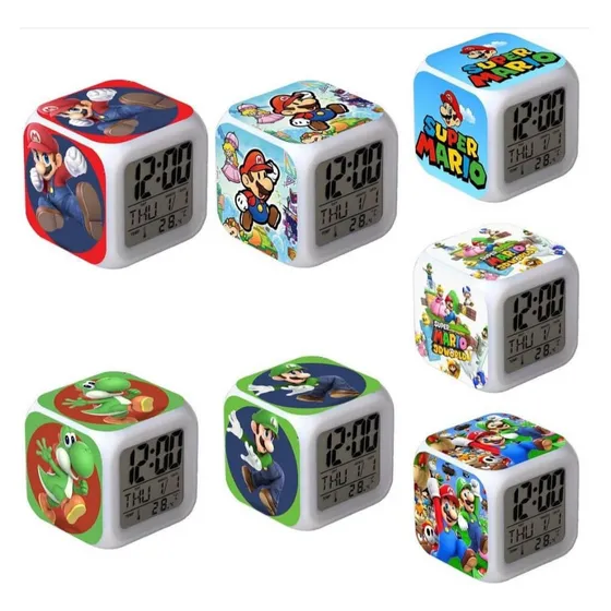 Reloj Despertador Digital Luz  Sonido Mario Luigi Minecraft 