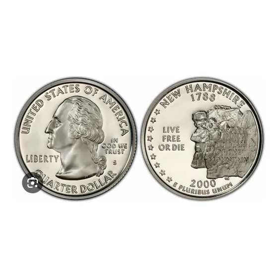 Moeda De 25 Centavos 2000s 25c Pcgs Pr69dcam New Hampshire