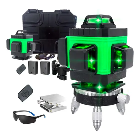 Nivel Láser 4d Verde 16 Líneas Batería Recargable + Lente