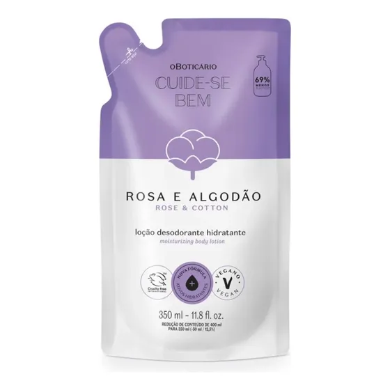 Refil Hid. Cbem Rosa E Algodão 350ml (emb Nova) - Oboticário