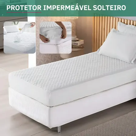 Protetor De Colchão Impermeável Solteiro Matelado Resistente A Líquidos Antiácaro Antialérgico Branco