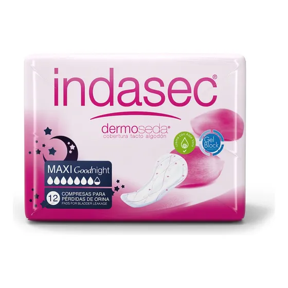 Indasec Maxi Goodnight Apósito Para Incontinencia X 12 U.
