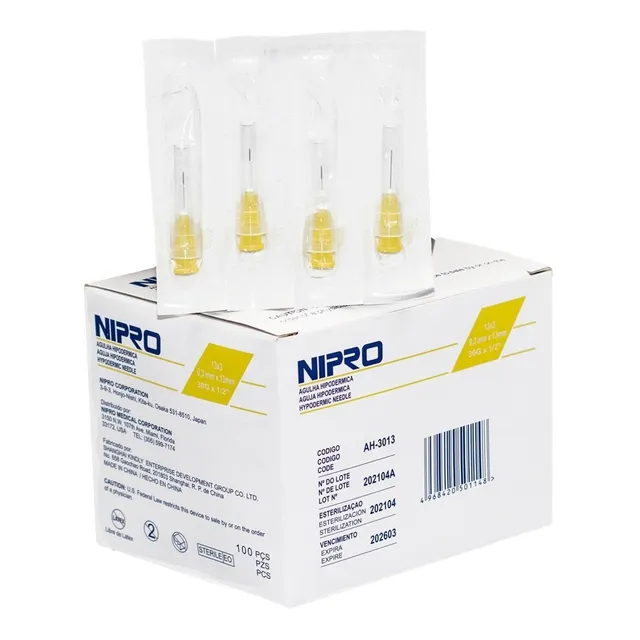 Aguja HiPodérmica 30g X 1/2 Nipro 100 Und
