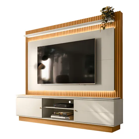 Estante Home Para Tv 75 Polegadas Ripado Com Led Guararapes Linea Brasil