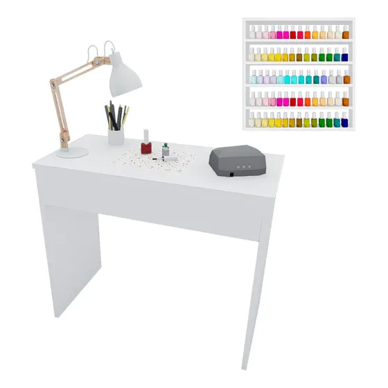 Mesa De Manicure Com Gaveta + Expositor Esmaltes - Oferta