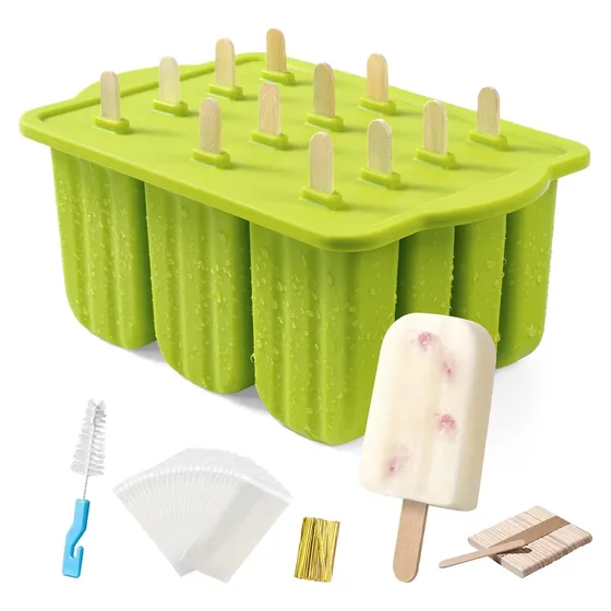 Molde Silicona De 12 Helados Paleta + Accesorios Preparación
