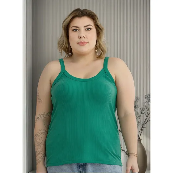Blusa S/manga Regatas Básicas Confortavel Plus Size 50722a