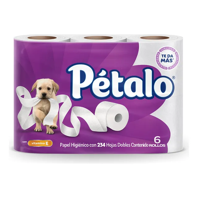 Papel Higiénico Pétalo 234 Hojas Dobles 6 Rollos