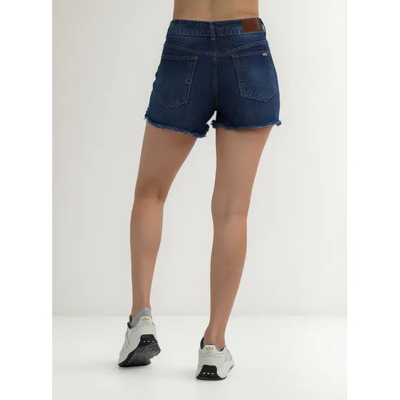 Short Onyx Jeans Rigido Tiro Alto Deflecado Mujer