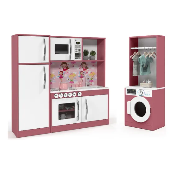 Kit De Cozinha Com Geladerira Fogao E Lavanderia Infantil