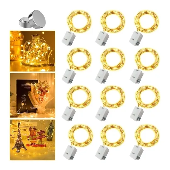 Luces Micro Led Alambre Hada Extension Con Pilas X 12 Unid