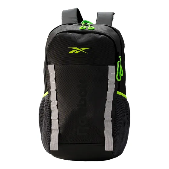Mochila Reebok Viaje Trekking C/ Sistema Molle Portabotella Color Negro Diseño De La Tela Liso