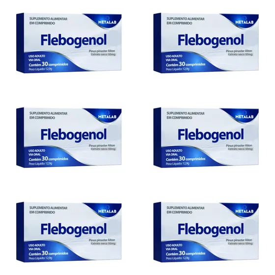 Flebogenol 50mg (kit 6cx) 180 Comprimidos Pinus Pinaster 