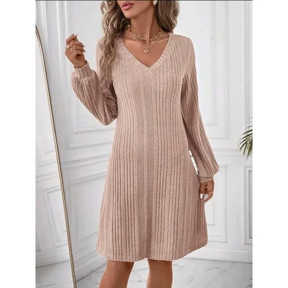 Vestido Abrigado Otoño Invierno Acanalado Teffy