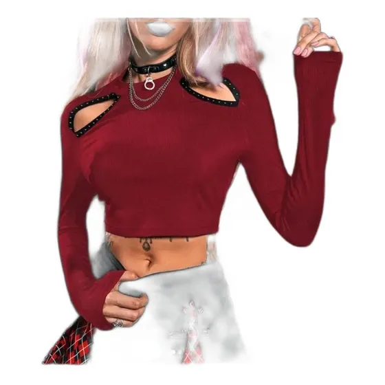 Blusa Top Shein Vinotinto Diamante