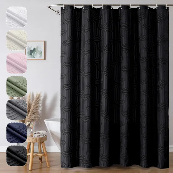 Cortina Ducha Extralarga Negra Para Baño 72 X 96  Diseño