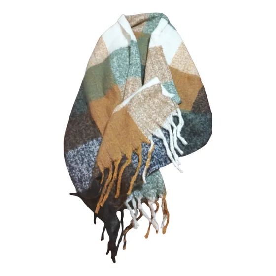 Bufanda Pashmina Talla Unica Mamba Marron Azul.beige Cuadrillé Unico