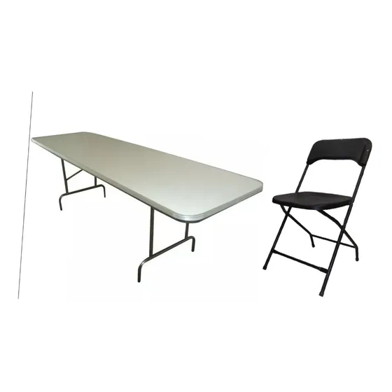 Paquete Mesa Banquetera Y 10 Sillas Plegable Plastica
