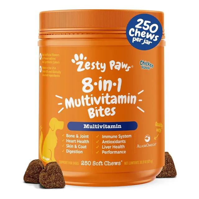 Multivitamínico 8 En 1 Para Perros Zesty Paws 250 Soft Chews