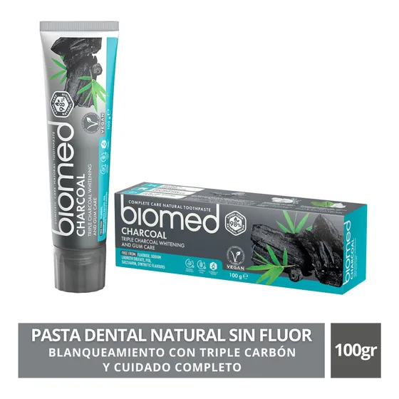 Biomed Pasta Dientes Carbon Sin Fluor Blanqueador Vegan 100g