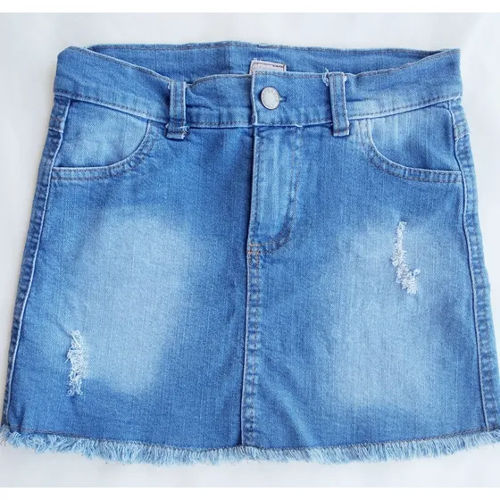 Pollera Tiki Jeans Celeste Flecos Niña Infantil Talles 2al16