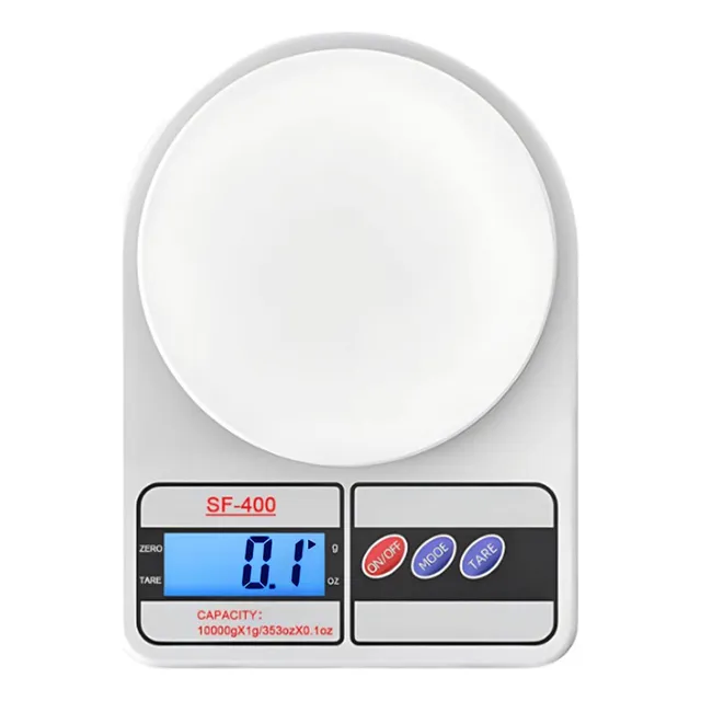 Báscula de cocina digital, báscula de alimentos de alta precisión de 10 kg con pantalla digital a color, UORLEN SF-400