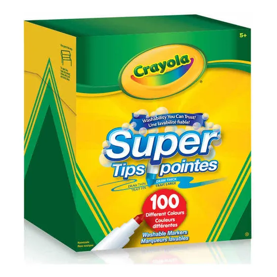 Crayola - Marcadores Super Tips -  Caja De 100 Und