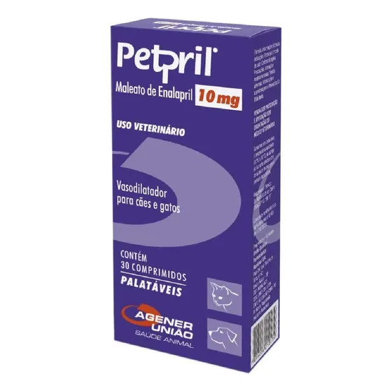 Petpril 10mg Enalapril Para Cães E Gatos Com 30 Comprimidos